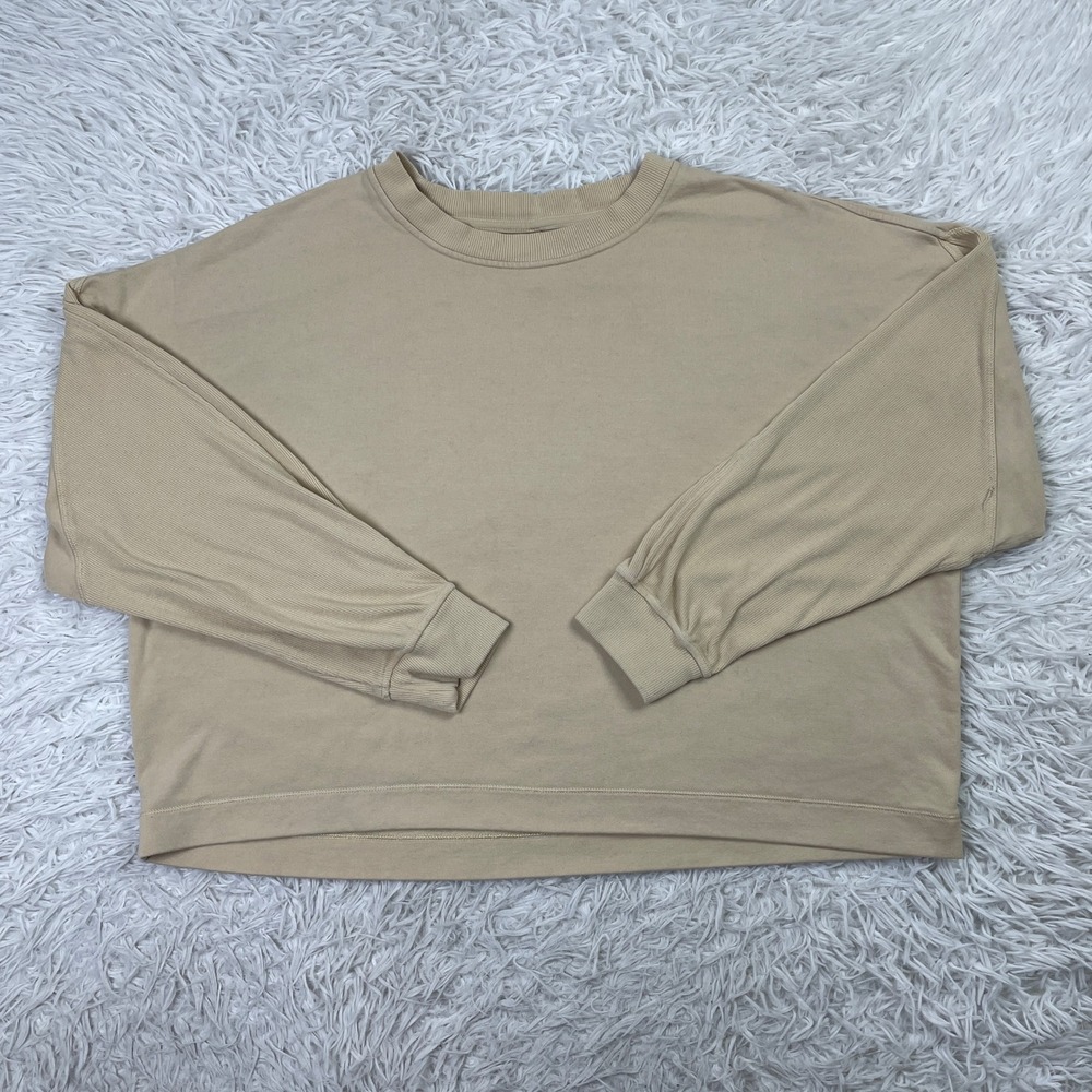 Lululemon Sweater Womens 6 Trench Beige Perfectly Oversized Cropped Crew Casual